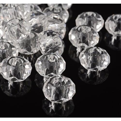 100pcs Glass Rondelle European Large Hole Beads for DIY jewelry making necklace bracelet No Metal Core 14x8mm Hole: 5mm F80