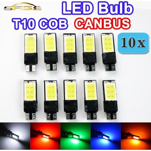 Hippcron LED Bulb T10 W5W 194 COB CANBUS Error Free Car CAN BUS Lights White Red Green Blue Yellow Color Auto Lamps (10 PCS)