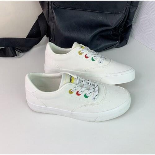 Fashion White Casual Shoes Women Korean Trend Canvas Shoes Platform Lace Up Student Breathable All-match Flat Fashion Shoes