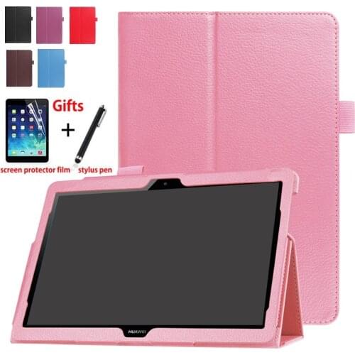 For Huawei Mediapad T3 10 BG2-U01 PU Leather Smart Stand For Huawei Mediapad T3 10 AGS-W09 L09 Tablet PC Case Cover Pen+Film