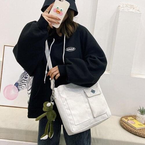 Women Canvas Handbags Large Capacity Korean Student Bag Cell Phone Bags Simple Crossbags Casual Ladies Flap Shoulder Bag