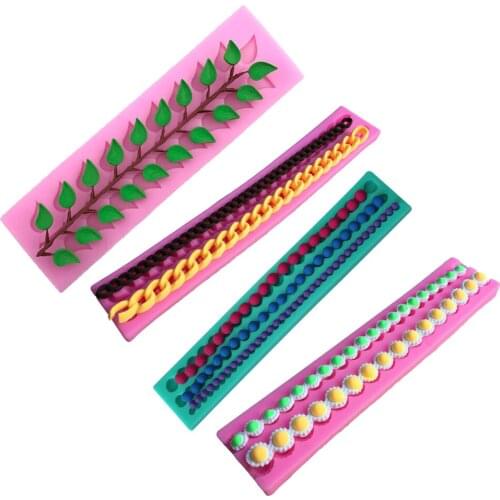 1 Piece Bead Border Silicone Mold fondant Mould Cake Decorating Tools Chocolate Pearl Necklace Leaves Sugarcraft Cake Mold