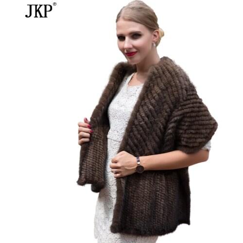 2020 Real Knitted Mink Fur Shawl Scarf Womens Natural Mink Fur quality Shawl