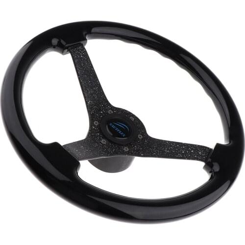 3 Spoke Boat Marine Silver Hard Steering Wheel with Black Alloy Grip