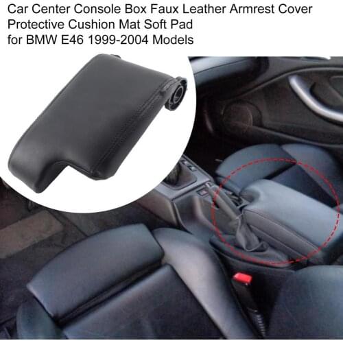 35% Hot Sales!! Car Center Console Box Faux Leather Armrest Cover Protective Cushion Mat Soft Pad for BMW E46 1999-2004 Models