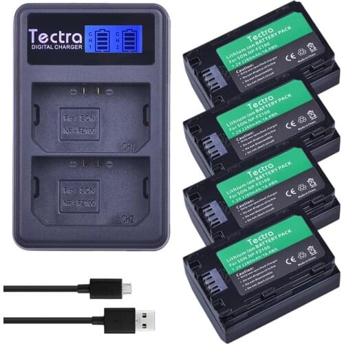 4 pcs NP FZ100 NP-FZ100 NPFZ100 battery+LCD USB Dual Charger for Sony ILCE-9, BC-QZ1, a7r3, A7RIII, ILCE-7RM3, A9R, 7RM3, camera