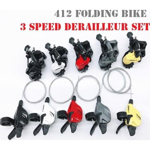 412 Folding Bike 3 Speed Rear Freewheel Shift Lever & Rear Derailleur Set Folding Bicycle Modification Accessories