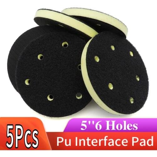 5PCS PU Foam Interface Pad 5" 125MM 6-Hole Medium Density Hook & Loop Sander Backing Pad Polishing Pad Power Tools Parts