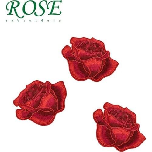50pcs/Lot Rose Flower Embroidery Patches Letters Clothing Decoration Accessories Diy Iron Heat Transfer Applique Clothes