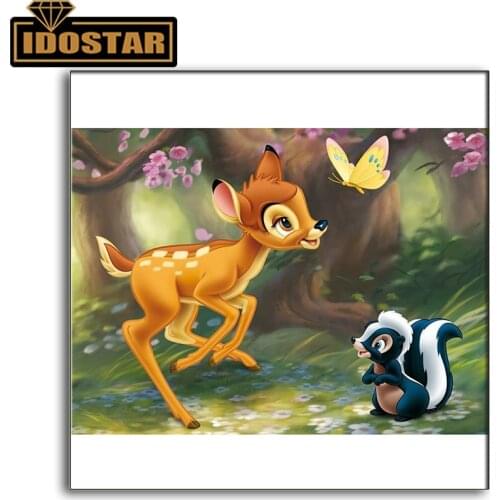 5D DIY Diamond Painting Cross Stitch Full Round Diamond Embroidery Bambi Deer Picture Diamond Mosaic Cartoade Home Decor Picture