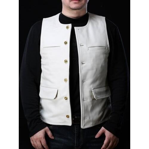 AF Super Offer! Read Description! Asian Size Super Quality Cowhide Vest Mens Cow Leather Vest
