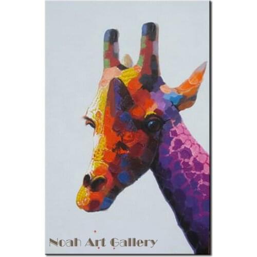 Acrylic Oil Paint Giraffa Camelopardalis Perfect Canvas Wall Art Modern Canvas Oil Painting For Kids Room Decoration Unframed
