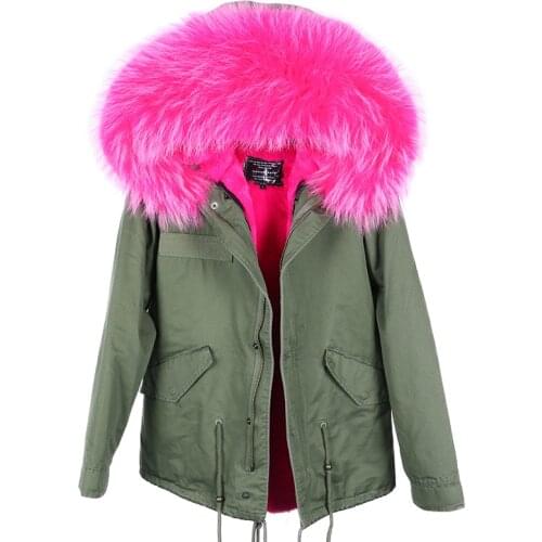Oversized raccoon fur collar, warm and detachable inner jacket, new winter style