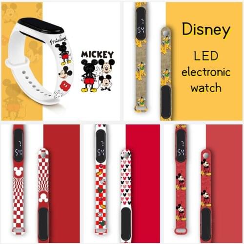 Disney Mickey mouse LED Touch Watch Adult Children Waterproof sport Watch Removable Silicone Strap Student Watch Birthday Gift