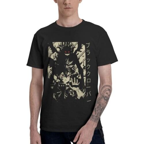 Black Clover Asta Anime T-shirt Men Fashion T Shirt Short Sleeve 100% Cotton Japanese Manga Tshirt Urban Tee Tops