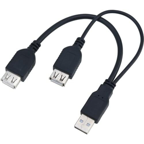 Black USB 2.0 A Male Plug to 2 Dual USB A Female Jack Adapter Cable For Notebook PC 100pcs