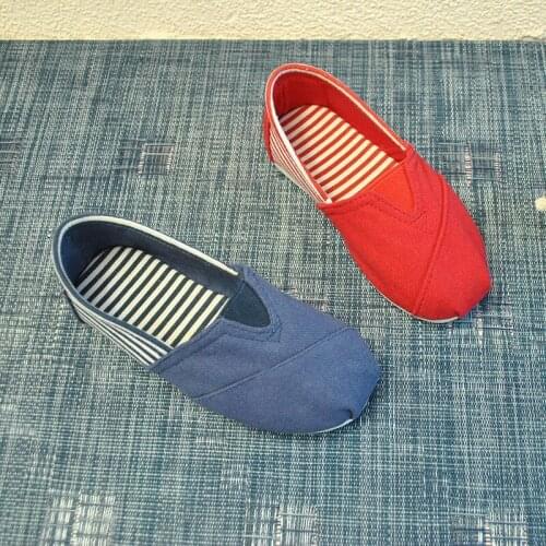 2021 Autumn Low-cut Childrens Shoes Casual Striped Canvas Lazy Shoes Flat-bottomed Childrens Single Shoes YNN