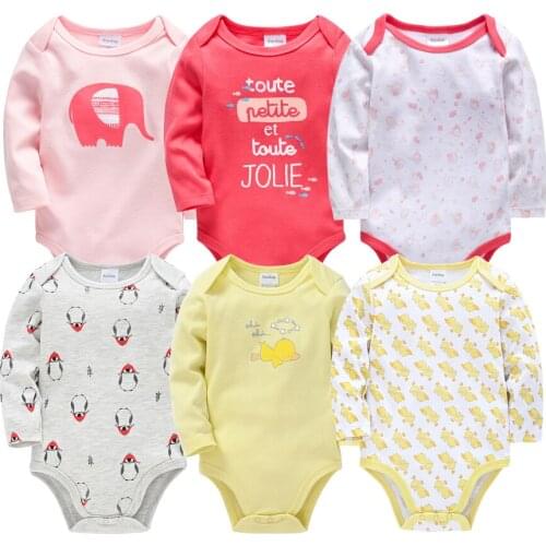 Kavkas Baby Girl Clothes Set 3 6 Pcs/lot Cotton Lover Rompers Autumn Spring Boy Jumpsuit Onesie Toddlers Clothing