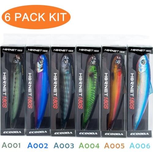 Ecooda Hornet 6pcs/Lot 180mm 82g Fishing Popper Saltwater lure Topwater Trolling big Pencil Lure Hard bait Floating