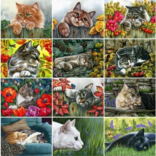 EverShine 5D Diamond Painting Full Square Cat Cross Stitch Diamond Embroidery Animals picture Rhinestones Handmade Hobby Gift