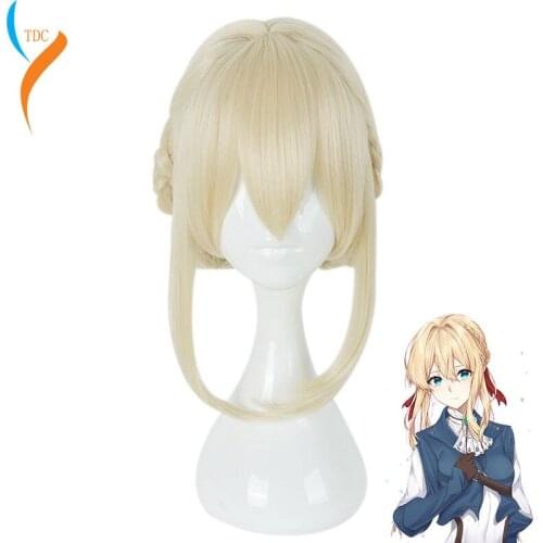 Violet Evergarden Cosplay Wig Heat Resistant Synthetic Light Blonde Hair Cosplay Wigs For Women Anime Violet Evergarden