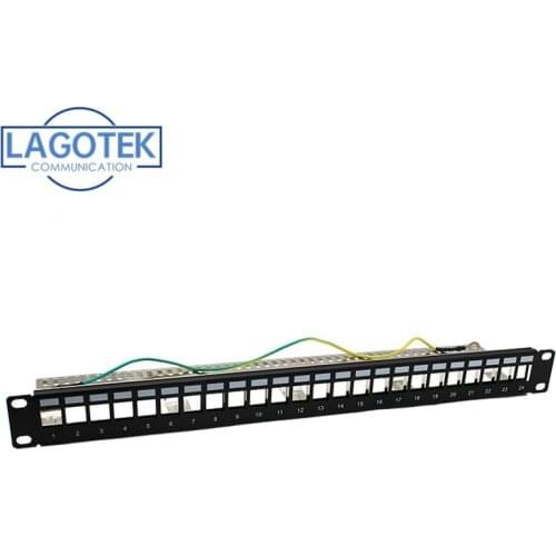 FTP 24 Port RJ45 Blank Patch Panel 1U 19'' Inch all-metal Rack Mount suitable for cat5e/cat6/cat6a/cat7 keystone ethernet cable