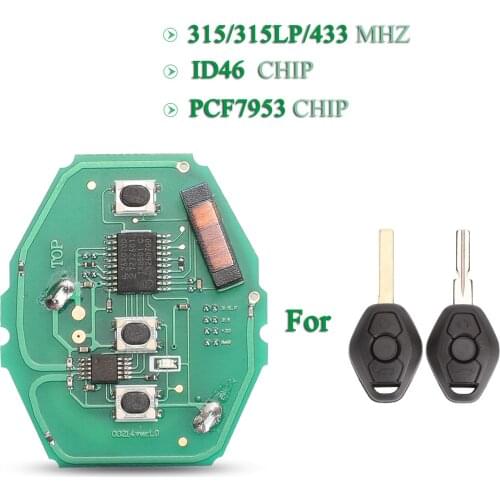 Bilchave 3 Buttons 315/315LP/433Mhz With ID46-7953 Chip Remote Car Key Circuit Board Fob For BMW 3 5 7 Series CAS2 System