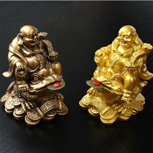 Chinese Fengshui Ornaments Maitreya Toad Catching Coin Money Frog Figurines for Home Office Desktop Decoration Lucky Gifts