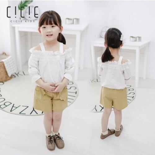 Children Clothing Sets Baby Girl Clothes Summer Korean New Kids Strapless Blouses+casual Shorts Suit Girl White Blouses Top Tees