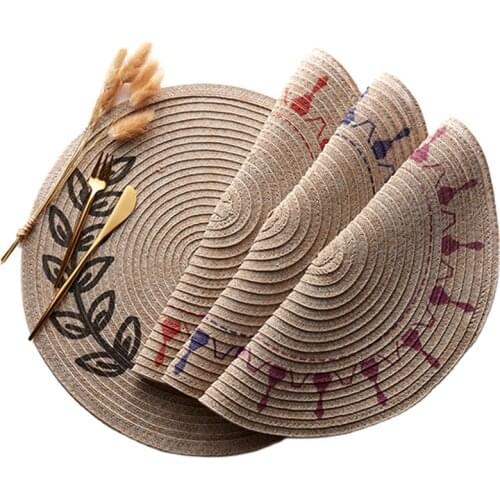 Round placemat Printed weaving Hotel Homestay Antiskid Insulation Anti Scald Fashion Decoration Japanese Style Home