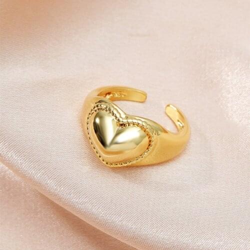 MANGOSKY 18KGP Fashion Heart Ring Adjustable Ring For Women Loving