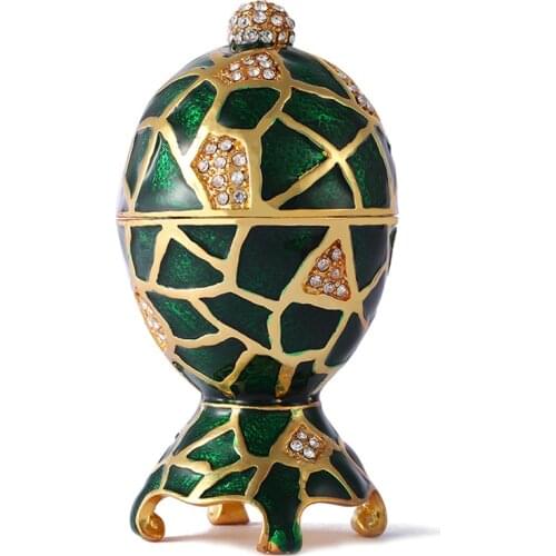 FLETCHER Brand Metal Exqusite Green Faberge Egg for Home Decoration
