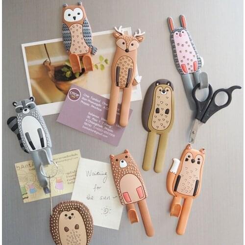Cute Magnetic Hooks Removable Fridge Sticker Refrigerator Message Magnet Coat Hanger Key Holder Storage Hook (Hedgehog)