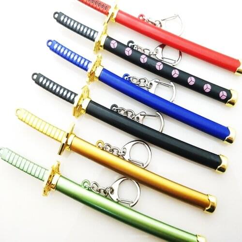 New 8 Styles Roronoa Zoro Sword Keychain for Women Men Buckle Toolholder Scabbard Katana Sabre Car Keyrings Gift Key Chains