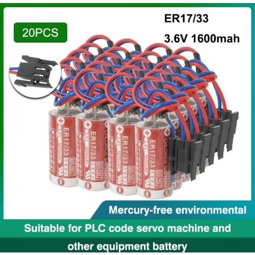 20pcs New Maxell Genuine ER17/33 17330 ER17330 2/3AER 2/3A 3.6V 1600mAh Lithium PLC Battery Batteries with Black Plug