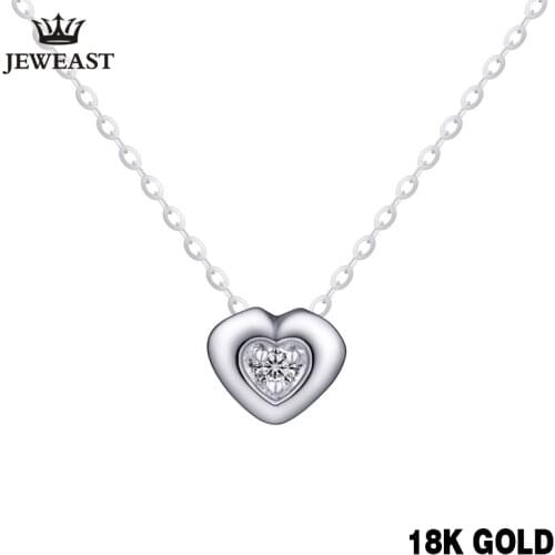 18K Gold Diamond Necklace Pendant Female Heart Lock Chain Charm Women Girl Miss Gift Genuine Party Trendy drop shipping Good New