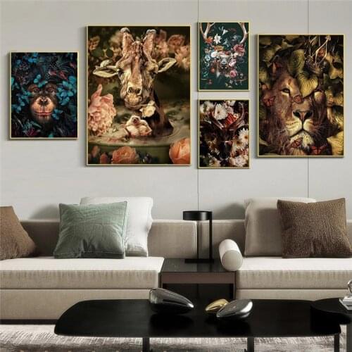 Panda Tige Lion Deer Jungle Canvas Painting Wall Art Poster Nordic Posters And Prints Wall Pictures For Living Room Home Decor