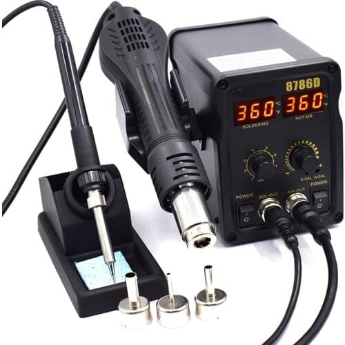 Hot air welding station Industrial Double Digital Display Electric Soldering Irons +Hot Air Gun SMD Rework Station