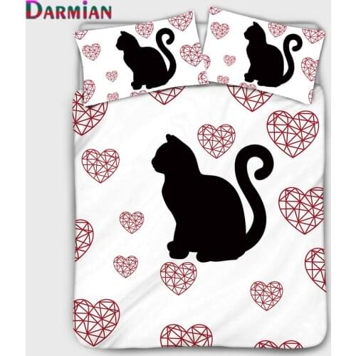 DARMIAN Cat Shadow Pattern Print Bedroom Duvet Cover including Pillowcase Three-piece Set King/Queen Simple Bedding Customizable