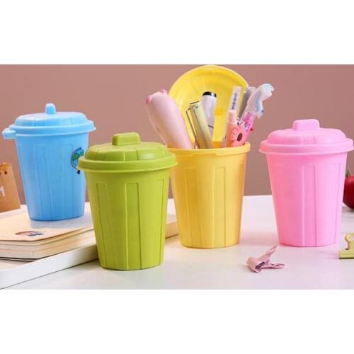Desk Pen Holder Pencil Stand Storage Box Desktop Multi-function Covered Desktop Pen Holder Office School Stationery Storage Box