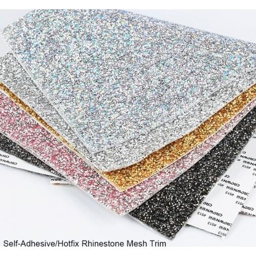 24x40cm Self-Adhesive Rhinestone Mesh Banding In Roll Sticker Hot-Fix Rhinestone Applique Mesh Sheet Tim DIY Shoes Decoration