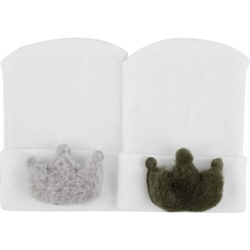 Newborn Fashion Warm Beanie Crown Printing Soft Skullies Hats Infant Outdoor Windproof Elastic Solid Color Baby Casual Cap