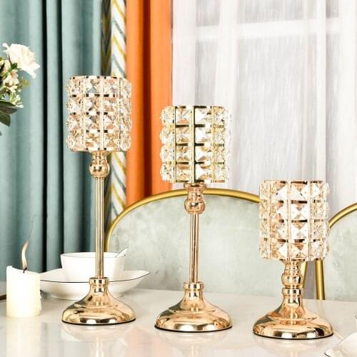 Nordic Crystal Candle Holders Gold Sliver Votives Candlestick For Home Wedding Table Christmas Decoration Centerprices Oranments