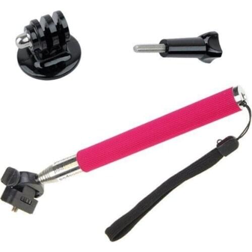 Extendable Self-portrait Selfie Telescopic Handheld Pole Camera Monopod Set red