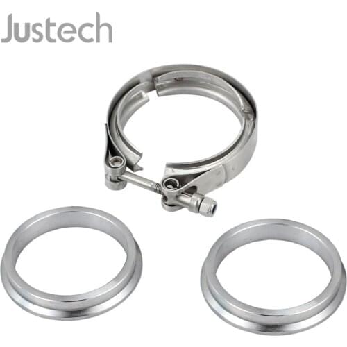 Justech Universal 2.5" 63mm Inch V-Band Clamps & Flat Flange Kit For Turbos,Wastegates,Blow-off Valves,Exhausts Stainless