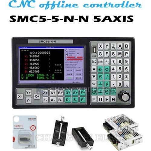 USB controller SMC5-5-N-N CNC 5-axis off-line Mach3 500KHz G-Code 7-inch large screen 75W12V DC switching power supply
