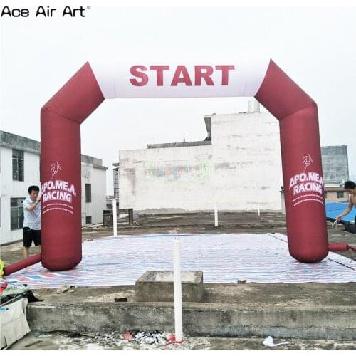 High quality burgundy inflatable start line arch with free design for running
