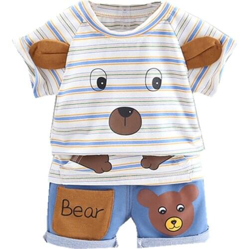 High Quality Summer Toddler Infant Clothing Sets bear T Shirt Shorts Baby Girls Boy Clothes Suits Children Costume Kids Sportsw