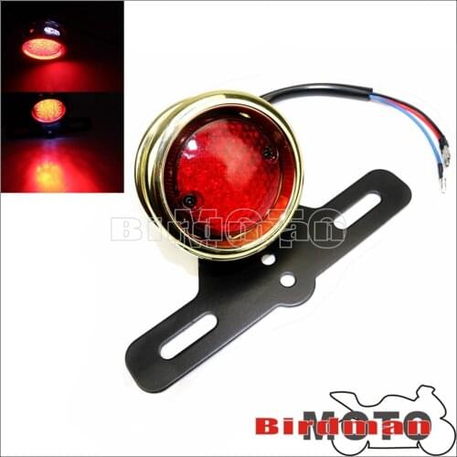 Motorbike Rear LED Brake Light Red Stop Tail Lamp Aluminum License Plate Light Bracket Taillight for Chopper Bobber Cafe Racer