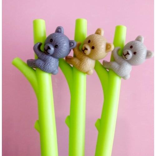 100 Pcs Creative Lovely Cartoon Tree Climbing Bear Koala Neutral Pen Student Stationery Kawaii Stationary Christmas Novelty